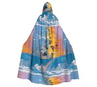 YYHHAOFA Footprints On The Rainbow Pattern Halloween Cape à capuche pour homme et femme Vêtements Manteau Jeu de rôle