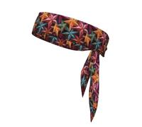 YYHHAOFA Foulard de sport imprimé avec décoration d'étoiles colorées, absorbant la transpiration et respirant, bandeau de mouvement, foulard double face