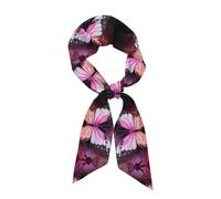 YYHHAOFA Foulard Mode Femme Papillons et Fleurs Impression Satin Foulard Chic Cravate Cheveux Bracelet