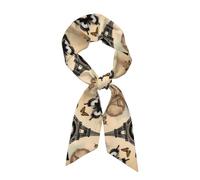 YYHHAOFA Foulard mode femme Paris Tour Eiffel papillon impression satin foulard chic cravate cheveux bracelet