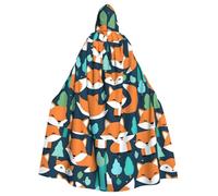 YYHHAOFA Fox Forest Happy Cut Pattern Halloween Adulte Cape à capuche Grande cape à capuche avec nœud papillon, sans fermeture éclair