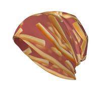 YYHHAOFA French Fries Thrown into The Air Bonnet tricoté pour adulte, décontracté, chapeau élastique sans bord, unisexe noir