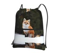 YYHHAOFA Funny Fox Prints Sac à dos à fermeture éclair avec cordon de serrage - Sac de voyage étanche avec poche avant et organiseur intérieur