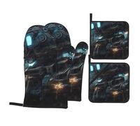 YYHHAOFA Future Robot Printing Lot de 4 maniques et maniques pour four, micro-ondes et barbecue en extérieur