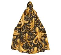 YYHHAOFA Golden Octopus Pattern Halloween Cape à capuche pour homme et femme Manteau pour jeu de rôle