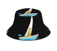YYHHAOFA Grand léopard sur un voilier imprimé bob réfléchissant léger, respirant, pliable pour homme et femme, noir