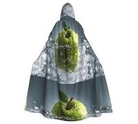 YYHHAOFA Green Apples In Ice Water Pattern Halloween Adulte Cape à Capuche Hommes et Femmes Vêtements Manteau Jeu de rôle