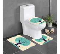 YYHHAOFA Happiness Under The Big Tree Lot de 3 tapis de salle de bain antidérapants avec contour, ovale et rectangulaire pour toilettes, coiffeuse et toilettes