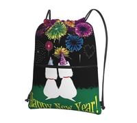 YYHHAOFA Happy New Year Prints Sac à dos à fermeture éclair avec cordon de serrage - Sac de sport durable, léger et résistant à l'eau pour les voyages, le sport et le transport quotidien