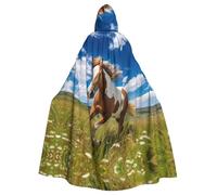 YYHHAOFA Horses On The Prairie Pattern Halloween Cape à capuche pour adulte Vêtements pour homme et femme Manteau de cheminée Jeu de rôle
