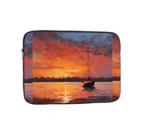 YYHHAOFA Housse de protection pour ordinateur portable de 15" Motif bateau au coucher du soleil et peinture à l'huile - Pour homme et femme - Pour voyage d'affaires, bureau et usage quotidien