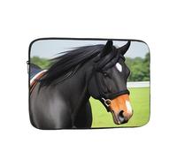 YYHHAOFA Housse de protection pour ordinateur portable de 43,2 cm - Motif beau cheval noir - Pour homme et femme - Pour les voyages d'affaires, le bureau et le quotidien