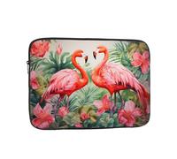 YYHHAOFA Housse pour ordinateur portable de 17" avec motif feuilles tropicales et flamants roses pour une protection antichoc et un transport pratique