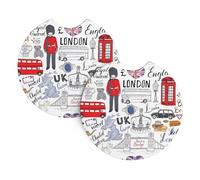 Yyhhaofa I Love London Lot de 2 porte-gobelets d'intérieur de voiture imperméables et à séchage rapide, protège contre les déversements et les rayures