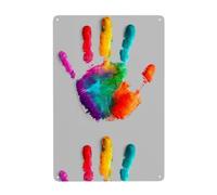 YYHHAOFA Impression colorée de palmiers - Peinture décorative en étain de 20,3 x 30,5 cm - Fabriquée en fer blanc, résistant à l'usure et durable