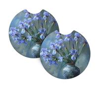 YYHHAOFA Iris in a vase Prints Lot de 2 dessous de verre de voiture - Durable, imperméable et élégant pour porte-gobelet