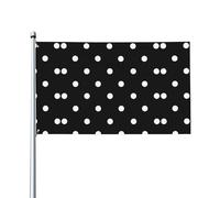 YYHHAOFA Jeté d'extérieur noir et blanc à pois - Drapeau en polyester vif avec œillets métalliques pour pelouse, terrasse et décoration de fête - 0,9 x 1,5 m