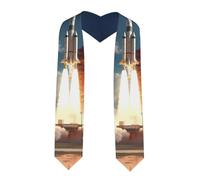 YYHHAOFA Kennedy Châle de remise de diplôme aplati avec image de lancement de fusée du centre spatial - Étole en satin pour cérémonie de remise de diplôme, cadeau pour fils, filles, amis et sœurs