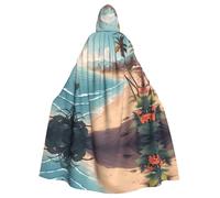 YYHHAOFA La cape à capuche imprimée paysage de plage pour adulte est une cape super grande, confortable et durable