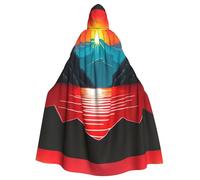 YYHHAOFA La cape à capuche Little Mountain pour adulte avec imprimé soleil rouge est une cape super grande, confortable et durable