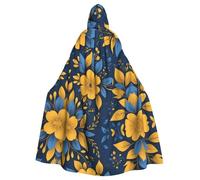 YYHHAOFA La cape à capuche pour adulte avec base bleue et imprimé floral jaune est une cape super grande, confortable et durable