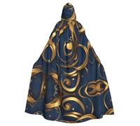 YYHHAOFA La cape à capuche pour adulte avec texture bleue dorée imprimée est une cape super grande, confortable et durable