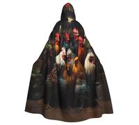 YYHHAOFA La cape à capuche pour adulte imprimée avec portefeuille familial de coq est une cape super grande, confortable et durable