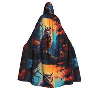 YYHHAOFA La cape à capuche pour adulte imprimée de hibou sage est un poncho à capuche super grand, confortable et durable pour Halloween