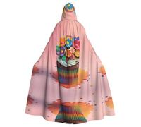 YYHHAOFA La cape à capuche pour adulte imprimée gâteau de fleurs arc-en-ciel est une cape super grande, confortable et durable