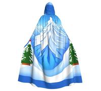YYHHAOFA La cape à capuche pour adulte imprimée Montagne enneigée de dessin animé est une cape super grande, confortable et durable