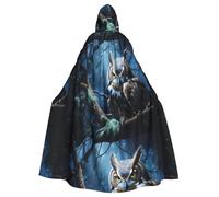 YYHHAOFA La cape à capuche pour adulte imprimée mystérieuse au regard de hibou est un poncho à capuche super grand, confortable et durable pour Halloween