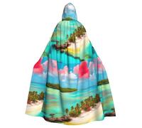 YYHHAOFA La cape à capuche pour adulte imprimée paysage caraïbe Halloween est une cape super grande, confortable et durable conçue pour les adultes