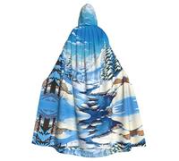 YYHHAOFA La cape à capuche pour adulte imprimée paysage d'hiver est une cape super grande, confortable et durable