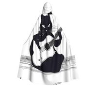 YYHHAOFA La cape à capuche pour adulte imprimée « The Cat Who Plays the Guitar » est une cape super grande, confortable et durable