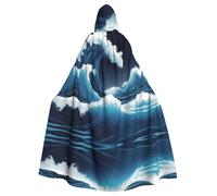 YYHHAOFA La cape à capuche pour adulte imprimée vague de l'océan bleu est une cape super grande, confortable et durable