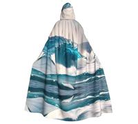 YYHHAOFA La cape à capuche pour adulte imprimée vague de mer bleue de dessin animé est une cape super grande, confortable et durable