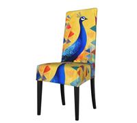 YYHHAOFA La housse de chaise de salle à manger imprimée paon et drapeau coloré est facile à démonter et fabriquée en tissu haute résilience résistant à l'usure