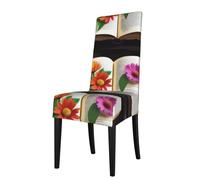YYHHAOFA La housse de chaise imprimée Flowers In A Book est facile à démonter et fabriquée en tissu haute résilience résistant à l'usure