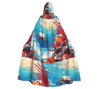 YYHHAOFA Little Crab Inside T Pattern Halloween Adulte Grande cape à capuche avec nœud papillon, sans fermeture éclair