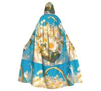YYHHAOFA Little Daisy In The Flower Basket Print Cape à capuche pour adulte sans fermeture éclair, confortable pour les fêtes costumées