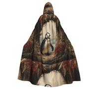 YYHHAOFA Little Penguin Under The Cedar Print Cape à capuche pour adulte sans fermeture éclair, confortable pour les fêtes costumées