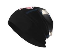 YYHHAOFA Little Pink Pig Under The Street Light Bonnet tricoté pour adulte, décontracté, chapeau élastique sans bord, unisexe