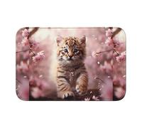 YYHHAOFA Little Tiger Under The Cherry Blossom Tree Tapis de sol antidérapant et épais lavable pour salle de bain, chambre à coucher, 40,6 x 61 cm