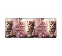 YYHHAOFA Little Tiger Under The Cherry Blossom Tree, tapis de souris extra large, antidérapant, clavier de jeu, version épaisse, 30,5 x 80 cm