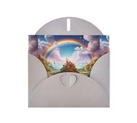YYHHAOFA Little World Under the Rainbow Cartes de vœux en papier nacré pour Noël, anniversaire, anniversaire de mariage et invitations de fête Gris nacré 10,2 x 15,2 cm