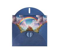 YYHHAOFA Little World Under the Rainbow Cartes de vœux en papier nacré pour Noël, anniversaire, anniversaire de mariage et invitations de fête Bleu nacré 10,2 x 15,2 cm