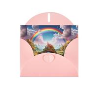 YYHHAOFA Little World Under the Rainbow Cartes de vœux en papier nacré rose 10,2 x 15,2 cm pour Noël, anniversaire, anniversaire de mariage et invitations de fête