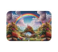 YYHHAOFA Little World Under The Rainbow Tapis de sol en velours avec bord verrouillable pour chambre à coucher, salon, dortoir, décoration de la maison