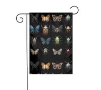YYHHAOFA Livret de spécimen de papillon imprimé sur mât de drapeau de jardin extérieur décoration de cour double face 30,5 x 45,7 cm
