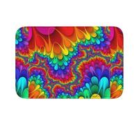 YYHHAOFA Lock Edge Tapis de sol 101,6 x 152,4 cm Motif arc-en-ciel Tie Dye-Rouge absorbant l'eau et antidérapant, doux et confortable pour salle de bain et cuisine